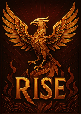 Golden Phoenix Rising Art Deco