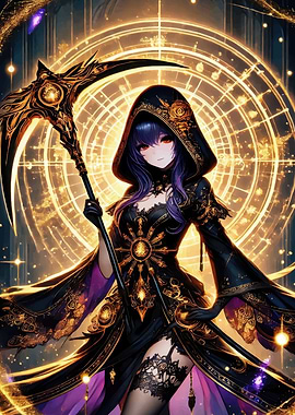 Anime Grim Reaper Girl with Scythe