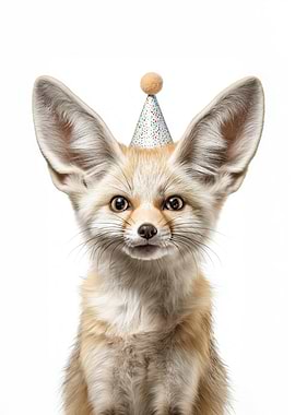 Fennec Fox with Party Hat