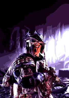 Metroexodus Futuristic Soldier with Weapon