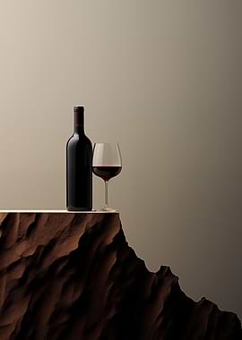 Wine bottle and glass