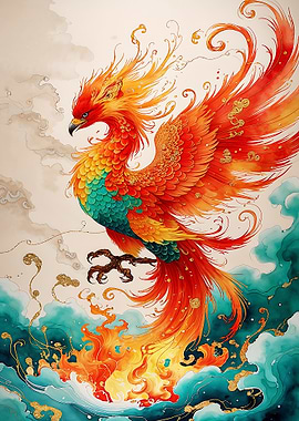 Fiery Phoenix Digital Art