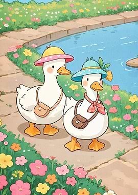 Duck Friends Sunny Day