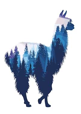 Llama Forest Silhouette