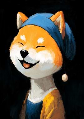 Shiba Inu Girl with a Pearl Earring