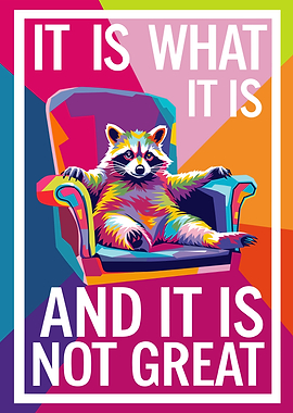 Raccoon in Chair Pop Art