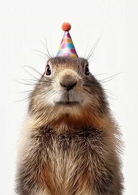 Party Groundhog with Birthday Hat