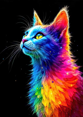 Rainbow Cat Portrait