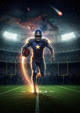 Cosmic Football Player in Stadium
