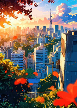 Tokyo Cityscape at Sunset