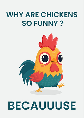 Funny Chicken Cartoon with Joke