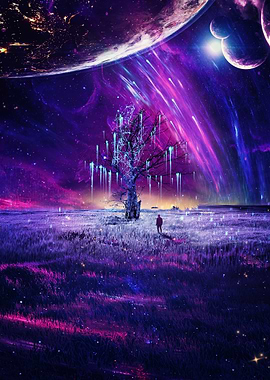 Cosmic Tree and Lone Figure