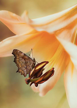 Butterfly on Peach Lily