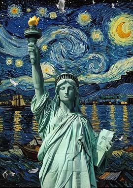 Statue of Liberty Starry Night