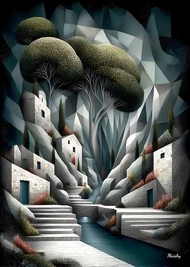 Whispering Village of Stone and Mist