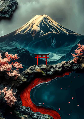 Mount Fuji and Torii Gate