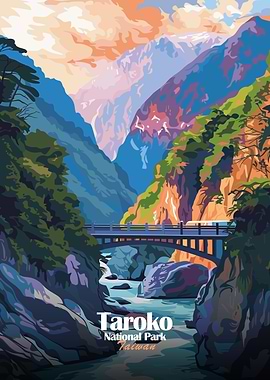 Taroko National Park, Taiwan Illustration
