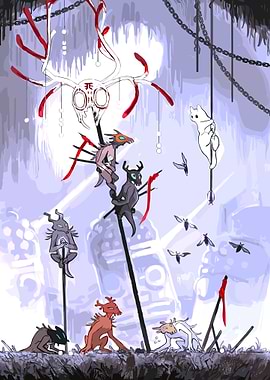 Mystical Creatures in a Pale Landscape