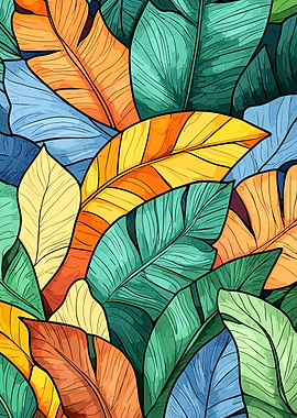Colorful Tropical Leaves Pattern