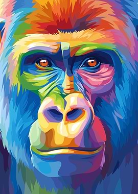 Colorful Gorilla Portrait