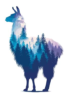 Llama Forest Silhouette