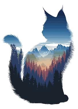 Cat Silhouette Landscape