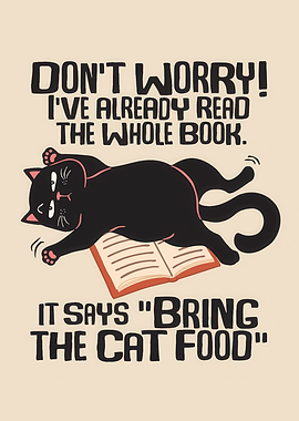 Funny Cat Reading Book Illustration
