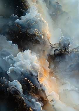 Abstract Clouds with Gold Veins