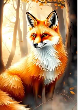 Fox in Autumn Forest