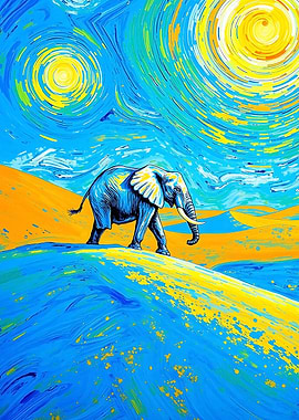 Elephant in Starry Night Style