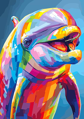 Colorful Dolphin Portrait