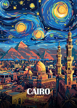 Cairo Egypt Starry Night Art