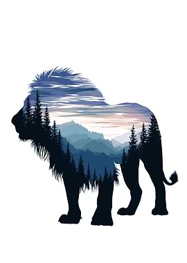 Lion Silhouette Landscape