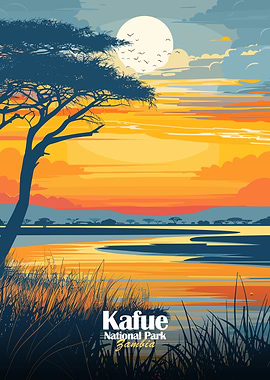 Kafue National Park Zambia Illustration