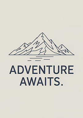 Adventure Awaits Mountain Line Art