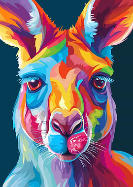 Colorful Kangaroo Portrait