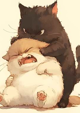 Cartoon Cats Fighting