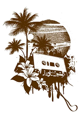 Tropical Cassette Tape Art