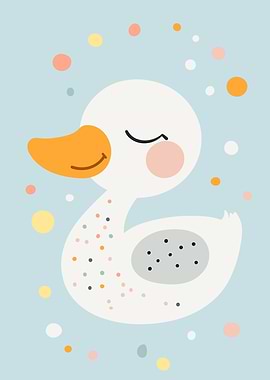 Cute Duck Illustration with Polka Dots