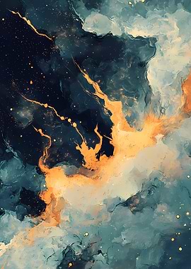 Abstract Celestial Watercolor Painting
