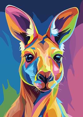 Colorful Kangaroo Portrait