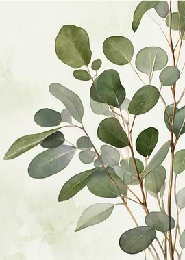 Eucalyptus Leaves Watercolor Painting
