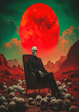 Skull Boss on Throne with Red Moon