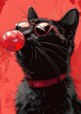 Cool Cat with Bubblegum