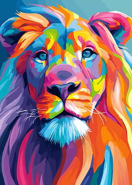 Colorful Lion Portrait