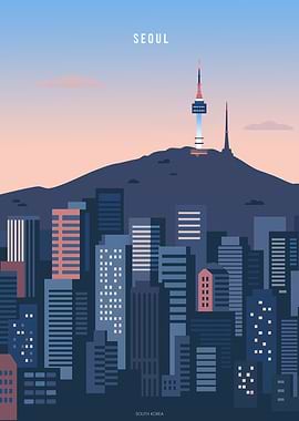 Seoul Cityscape Illustration