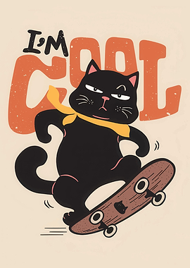 Cool Cat on Skateboard Illustration