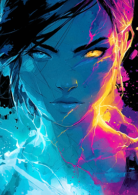 Woman Portrait with Lightning Effects