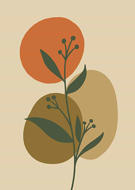 Minimalist Floral Art with Geometric Shapes