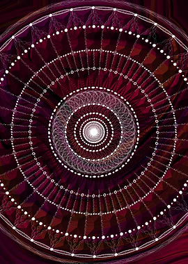 Abstract Circular Pattern in Burgundy